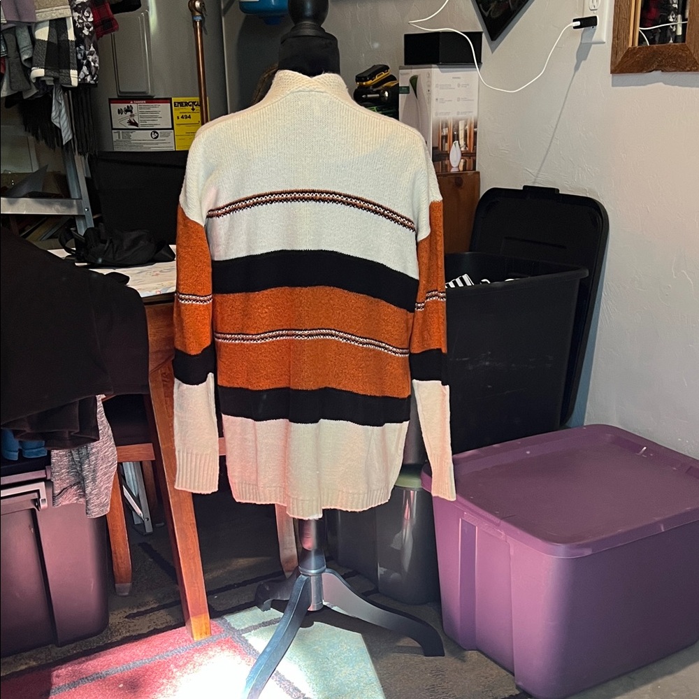 Maurices Colorblock Cardigan - Cream, Black, and Orange - Picture 3 of 3
